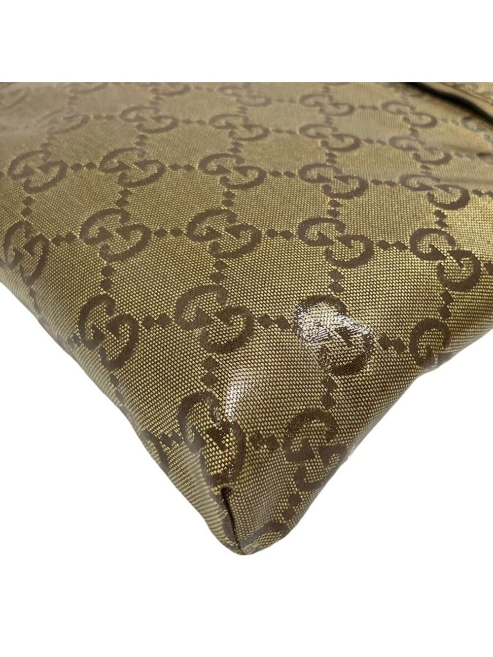 Gucci Waist Pouch Crystal GG Gold Leather - Picture 6 of 13